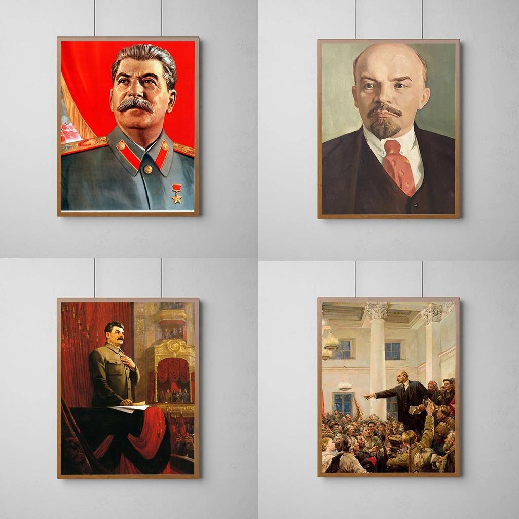 Nga Lenin Joseph Stalin Chân Dung Poster Tranh Canvas Cho Phòng Ngủ Trang Trí Nhà Nghệ Thuật Treo Tư