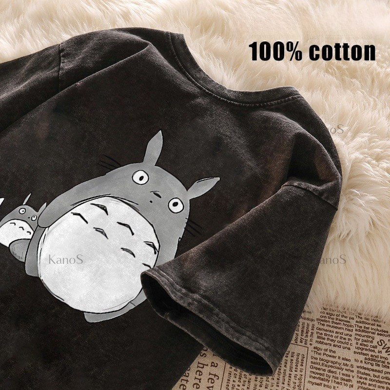 Kanos_shop | áo thun hoạt hình, Hàn quốc dễ thương Totoro print 100% cotton áo sơ mi tay ngắn