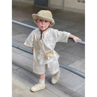 Quần áo bé trai, Set Đũi Trắng Cho Bé Trai 6-26kg Áo Cộc Quần Short Tone Be White Mềm Mát Đi Biển Mùa Hè 2026