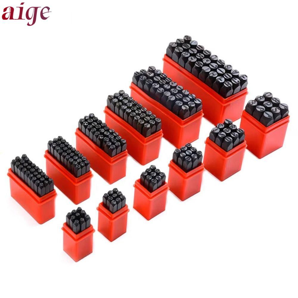 AIGE Letter & Number Stamp Punch, Thép 3-12,5 mm Digital Letter Stamp, Dụng cụ đục lỗ có đục lỗ bằng