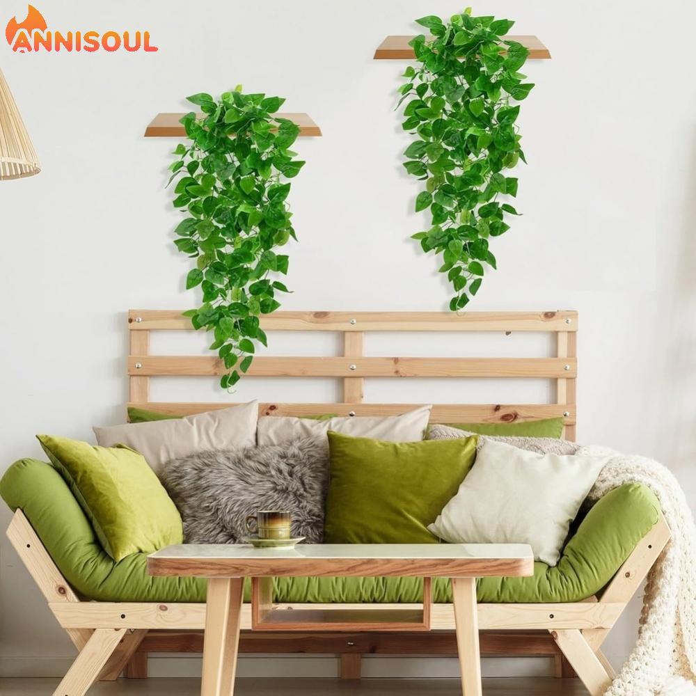 [NISO]Artificial Hanging Pothos Vine with Realistic Green Leaves for Home Office Decor