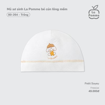 Mũ sơ sinh La Pomme bé cún lông mềm - Sợi Petit Soyeu thoáng mát – Bé trai/gái - Freesize