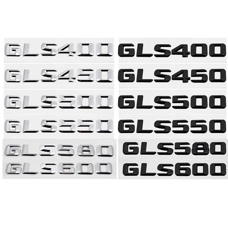 Xe Đuôi Chữ Số Biểu Tượng Dán Cho Xe Mercedes Benz GLS400 GLS450 GLS500 GLS550 GLS580 GLS600 3D Phía