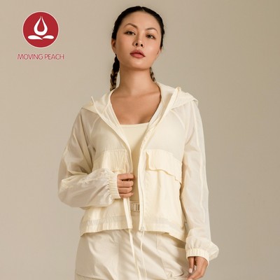 MOVING PEACH Nữ Áo Khoác Chống Tia UV Rời Phù Hợp Nhẹ Ngoài Trời Chống Thấm Nước Áo Khoác Full-zip Chống Nắng Áo Khoác Chạy Bộ Đường Dài Mặc BSD