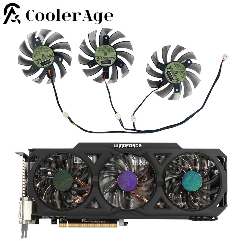 75mm T129215SM 2Pin 3Pin Quạt Làm Mát Thay Thế Cho Gigabyte AMD Radeon R9 270X 280X 290X WINDFORCE 3