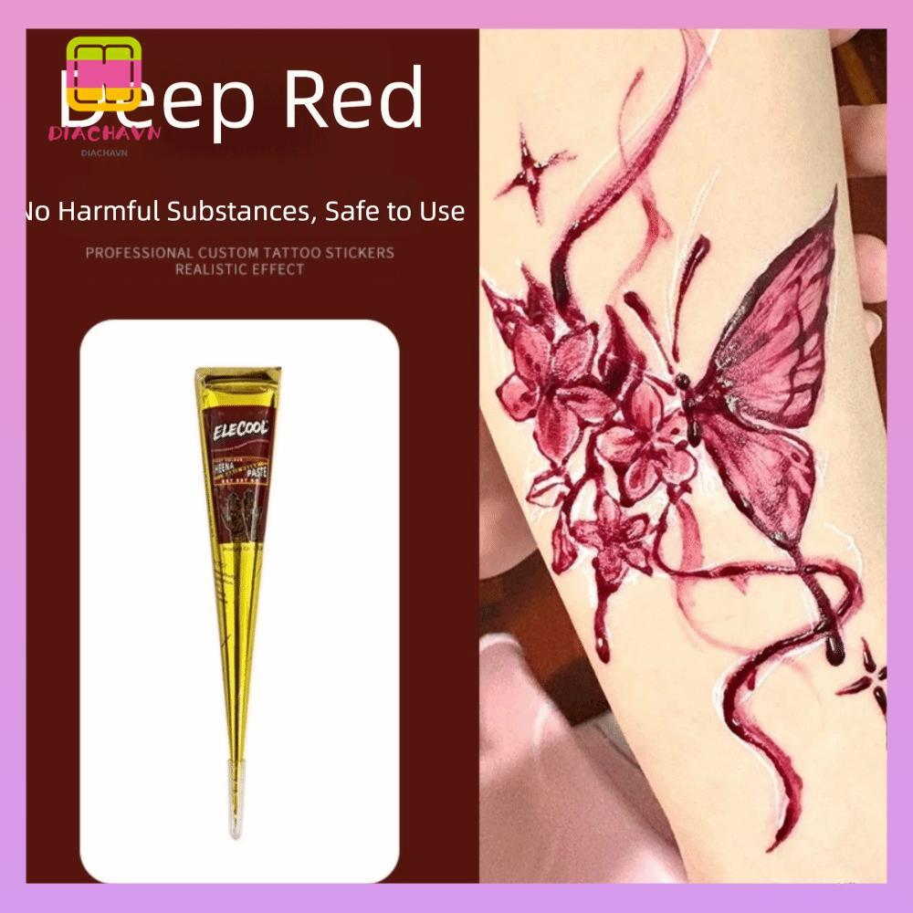 DIACHAVN Henna Paste Cone, Kem xăm Henna dễ sử dụng bán vĩnh viễn, Kem xăm Henna Màu nâu đen Kem hen