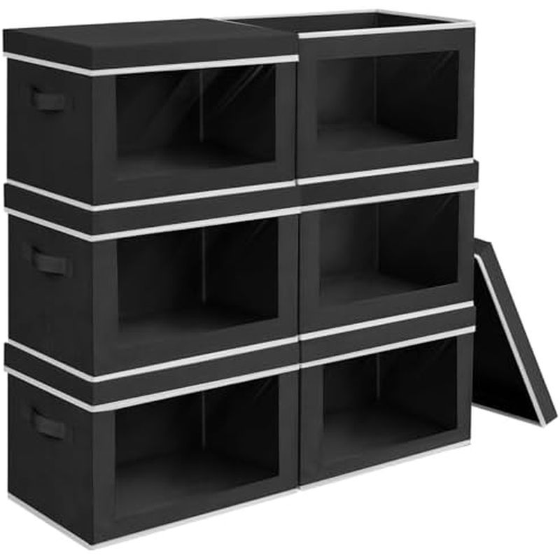 Homsorout Storage Bins with Lids - Fabric Closet Storage Bins with Window, Collapsible Baskets for S