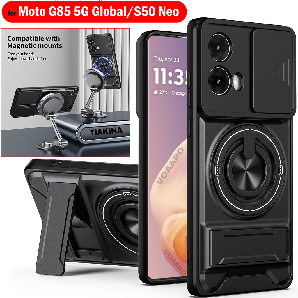 Ống Kính Trượt Funda Cho Motorola Moto G85 5G Toàn Cầu Ốp Lưng Xoay Vòng Từ Tính Cho Motorola S50 Ne