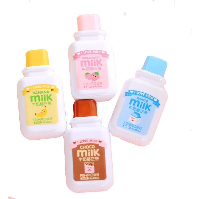 Brccee AC 4PCS Milk Bottle Correction tape Kawaii Cartoon Stationery Cute Students School Office Sup