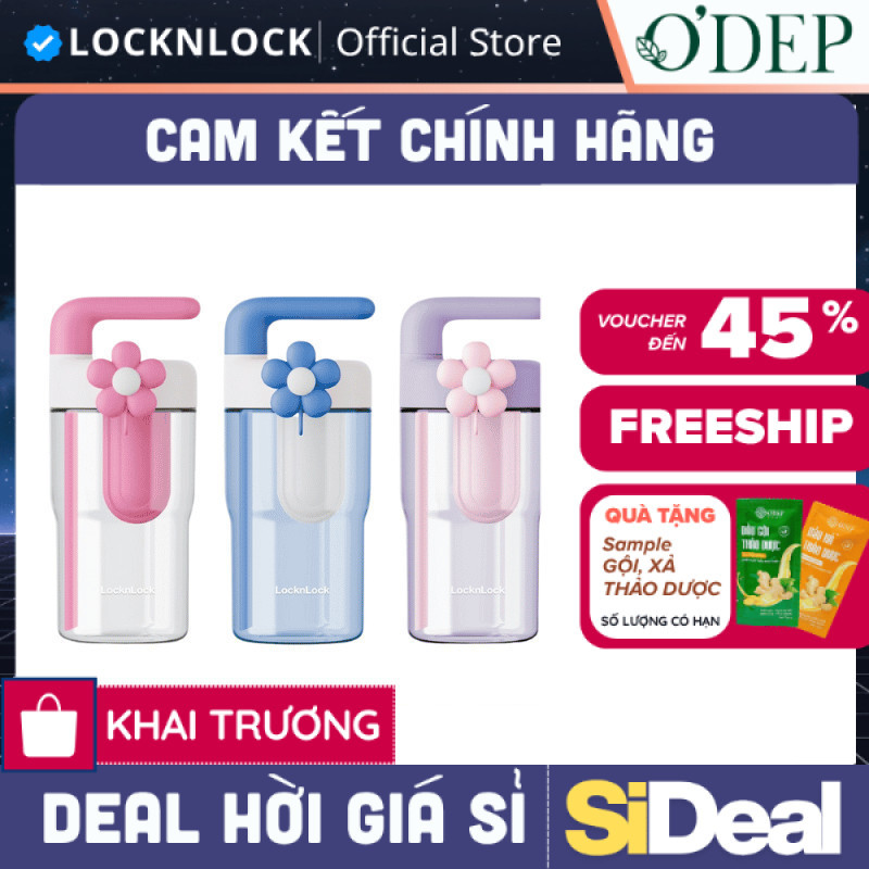Bình nước nhựa LocknLock 770ml có ống hút và tay cầm Handy Infuser Bottle ABF916, Hàng chính hãng - 