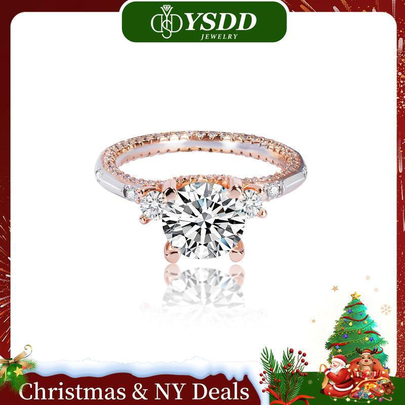 [#18 Pháo hoa] Nhẫn Moissanite tổng hợp ba viên đá lấy cảm hứng từ cổ S925 vvs D / E 1-3Carat
