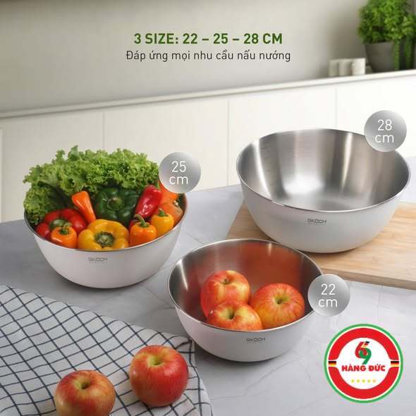 SET 3 THỐ INOX GKÖCH MYTY0810 (kích thước 22cm, 25cm & 28cm) - HANGDUC69