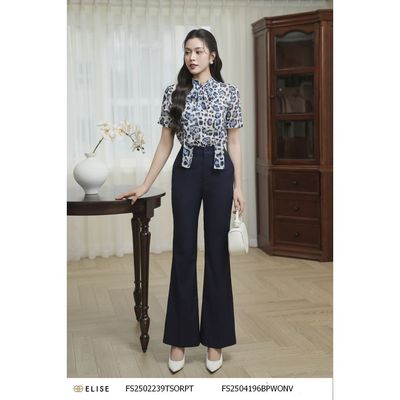 Quần loe tím than túi chéo thiết kế Elise mã FS2504196BPWONV
