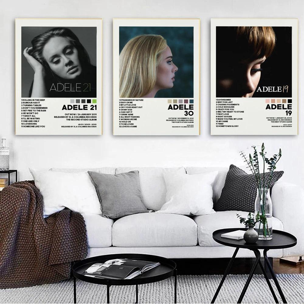 Adele Pop Album Nhạc Bìa Poster In Hình Nghệ Thuật Treo Tường Trang Trí Với Danh Sách Theo Dõi Phòng
