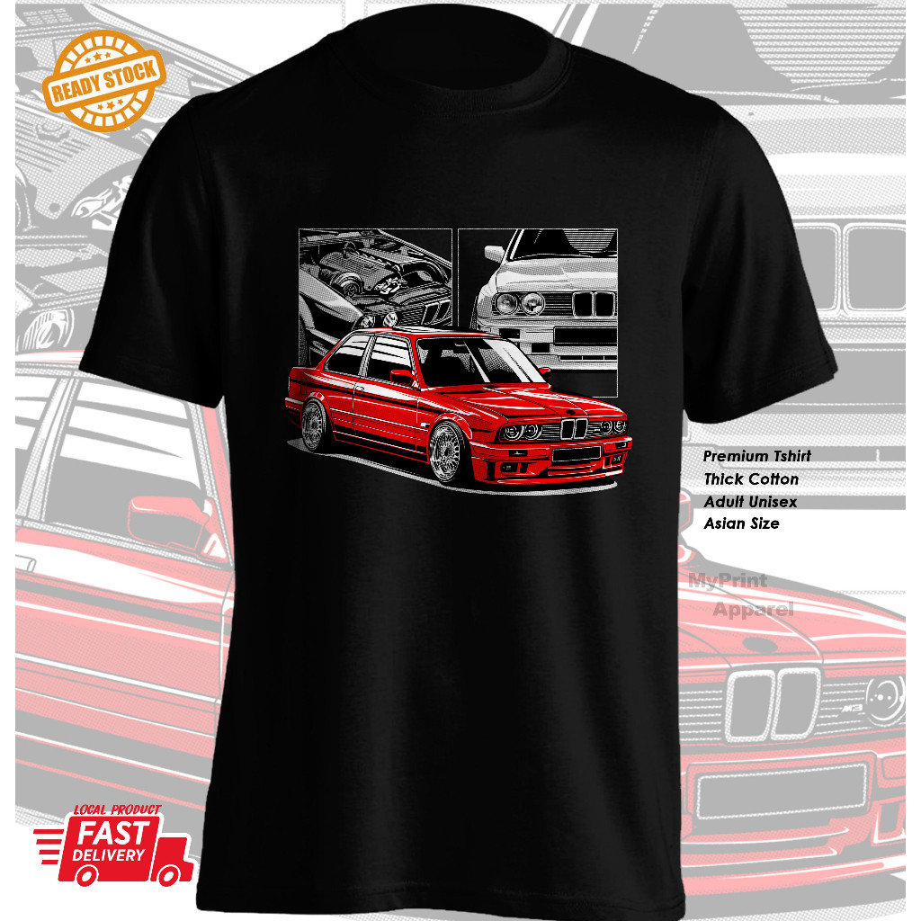 Áo thun thể thao đua xe cổ điển Bmw M3 E30 Jersey