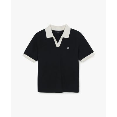 MLB - Áo polo nữ cổ V tay ngắn Basic_3FPQB0663-50BKS