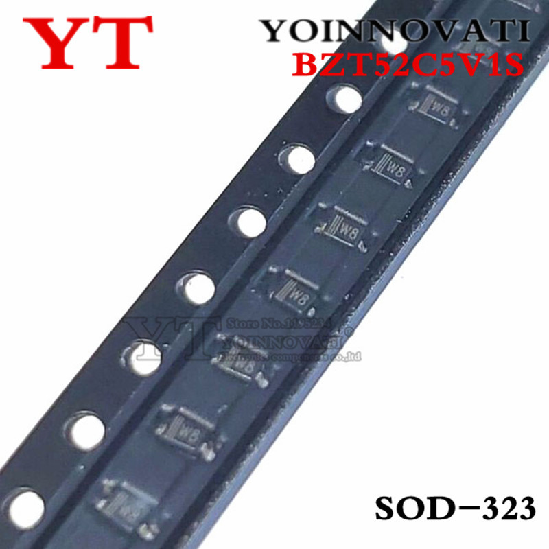100 Cái / lốc SMD Zener Diode 5V1 SOD-323 0805 0.25W SMD Diode BZT52C5V1S MM3Z5V1 Mới nguyên bản