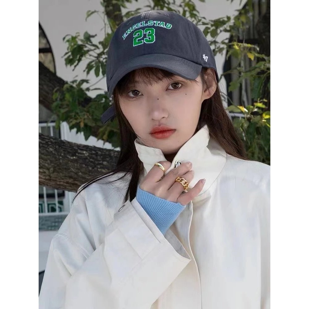 47brand Màu Xám Mũ Bóng Chày Nữ Thu Đông Liu Zhen Cùng Phong Cách Chống Nắng Mũ Nam Mềm Top Thể Thao