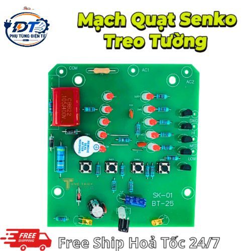 Bo Mạch Quạt Treo Tường  Senko TR1628 TR828 - Mạch Vuông Thay Thế Tốt , Độ Bền Cao -PTDT