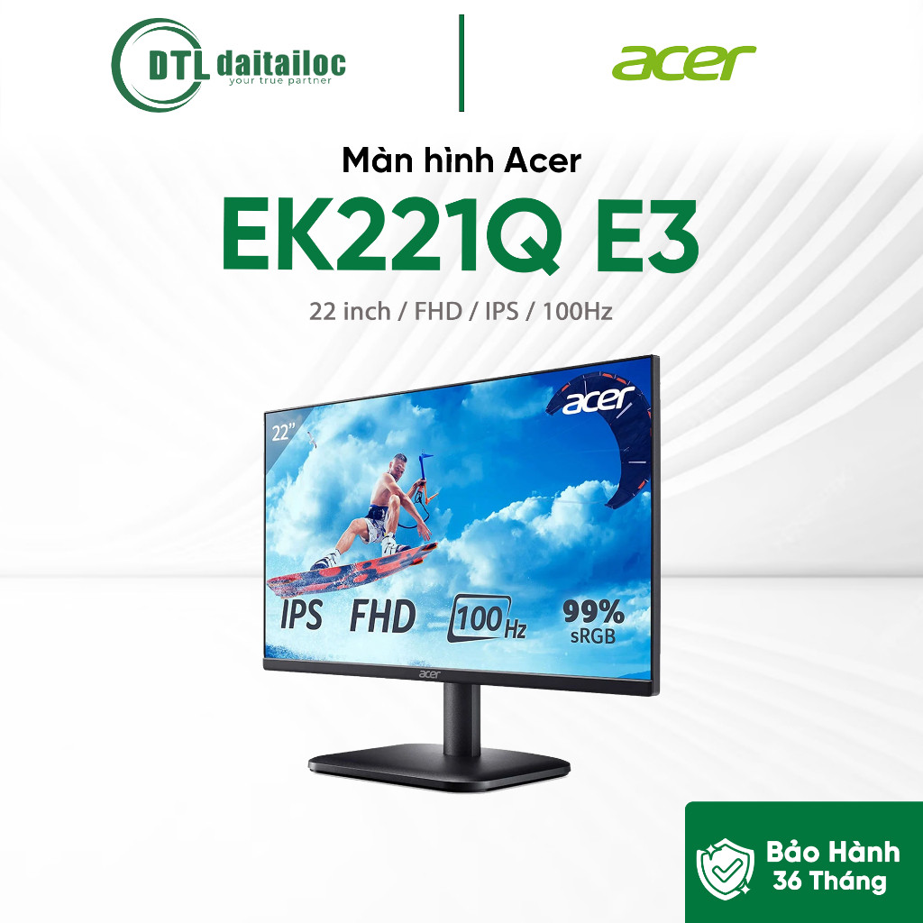 Màn hình Acer EK221Q E3 22inch | IPS | FHD | 100Hz | Chính Hãng | Bảo Hành 36 Tháng