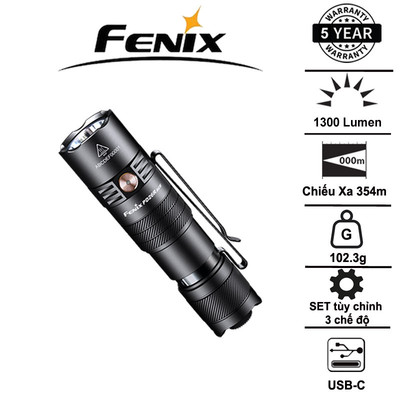 Fenix PD26R ACE – Đèn pin chiến thuật EDC nhỏ gọn sáng 1300 lumen, chiếu xa 354m