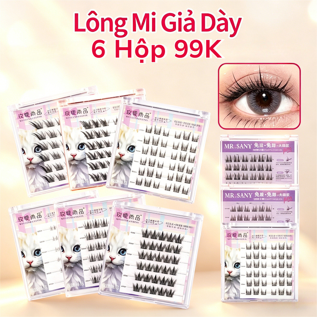 ✈️ [99k/ 6 Hộp] Lông Mi Gỉa Tái Sử Dụng Không Cần Keo, Lông Mi Cong Tự Nhiên