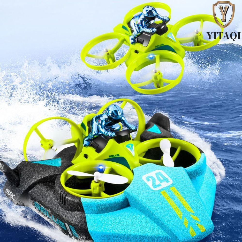 YITAQI 3 trong 1 Quadcopter Boat, Sea Land Air Flight EPP Foam Mini RC Plane, Đồ chơi máy bay có đèn