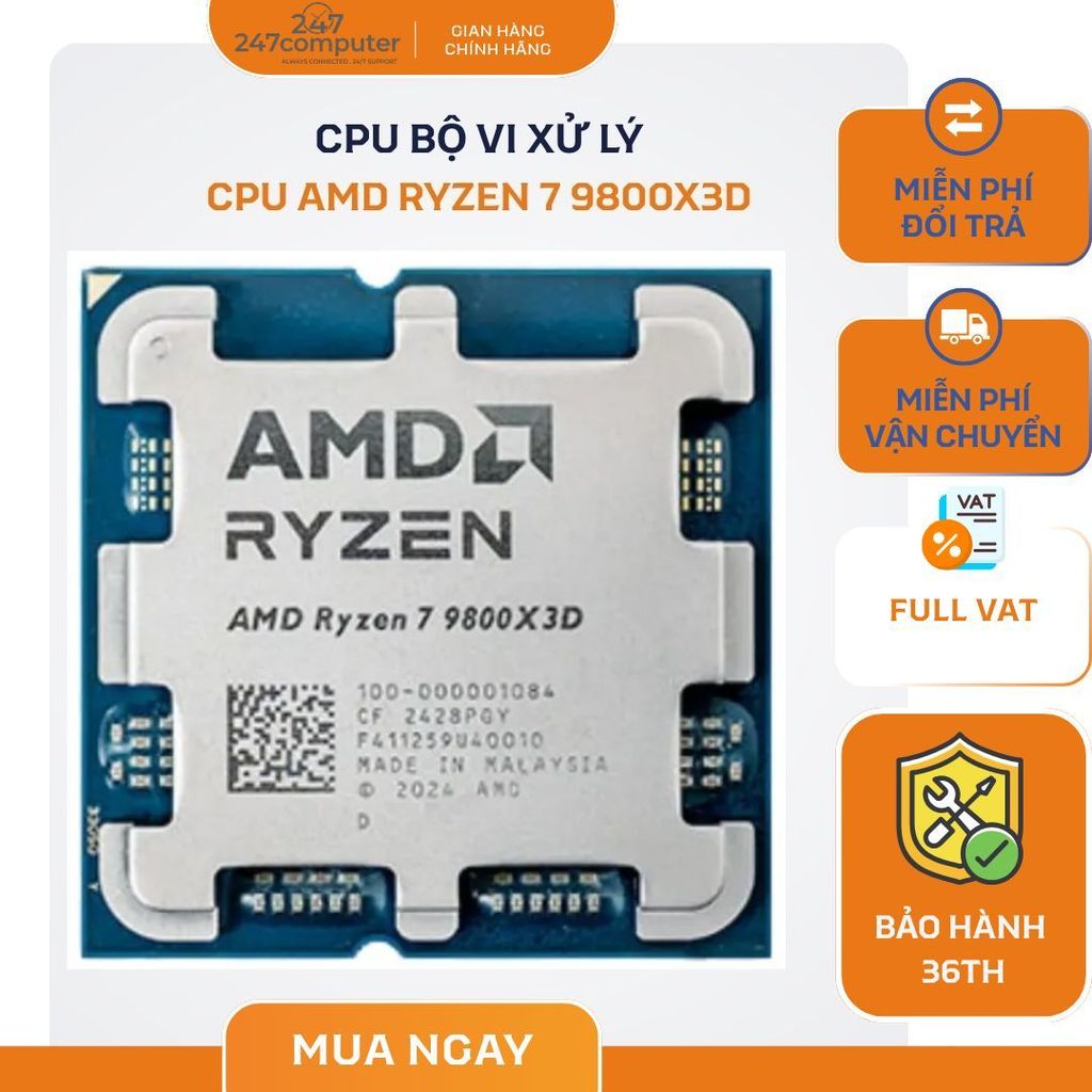 (FULL VAT) Chip vi xử lý AMD RYZEN 7 9800X3D Tray new
