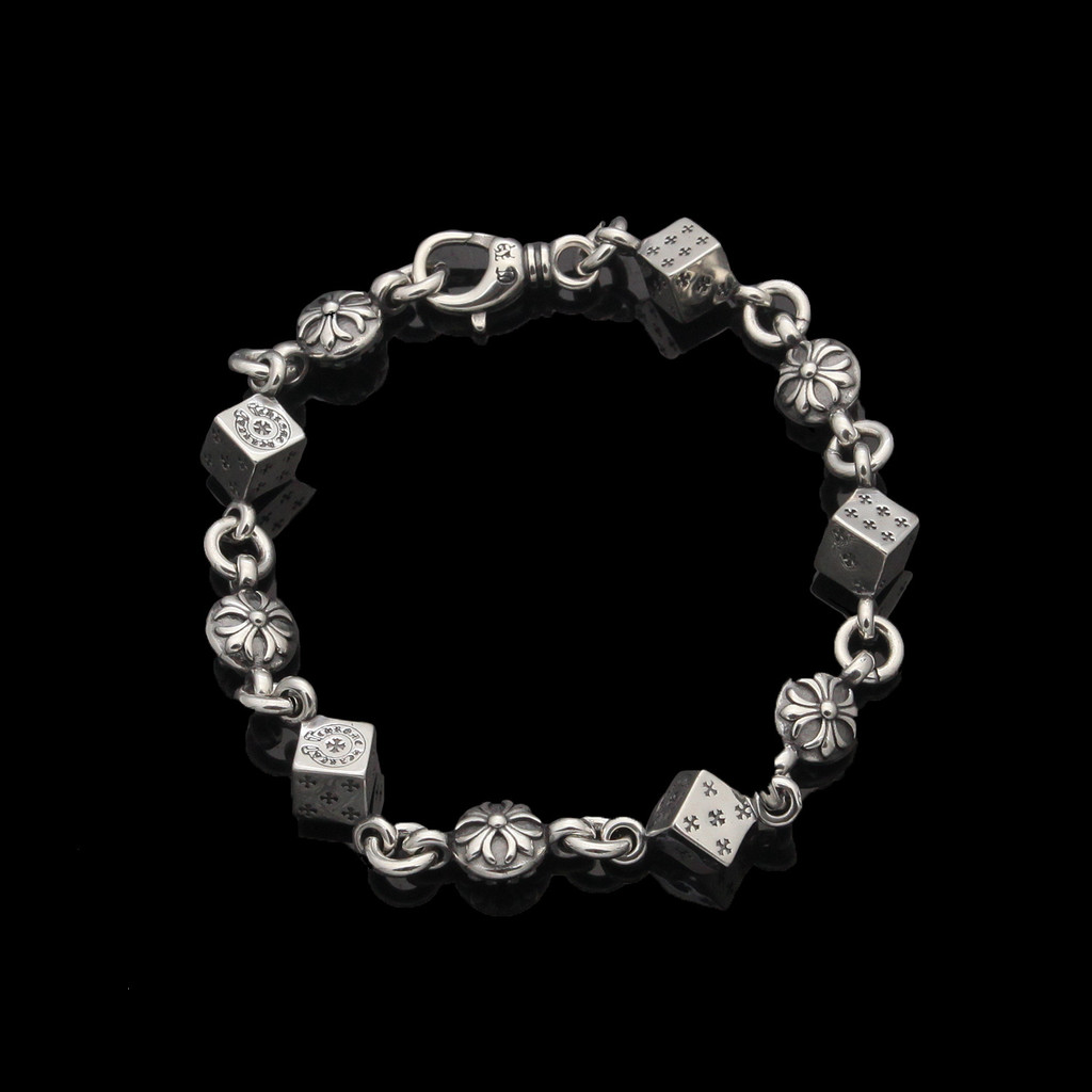 Gold-plated jewelry Cube dice cross flower spliced bracelet Men's personalized bracelet