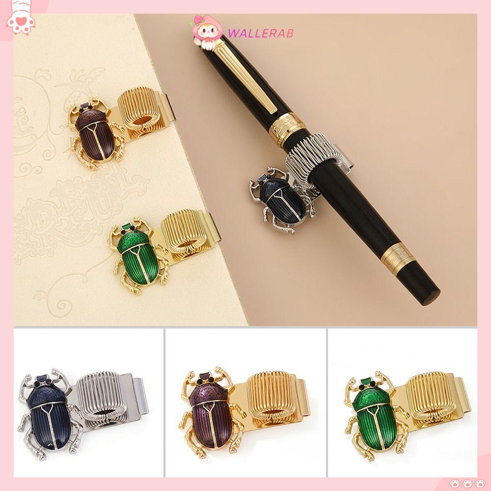WALLERAB Scarab Beetle Pen Clip, với Pen Loop Elastic Pen Pen Clip, Kim loại đa chức năng Scarab Bee