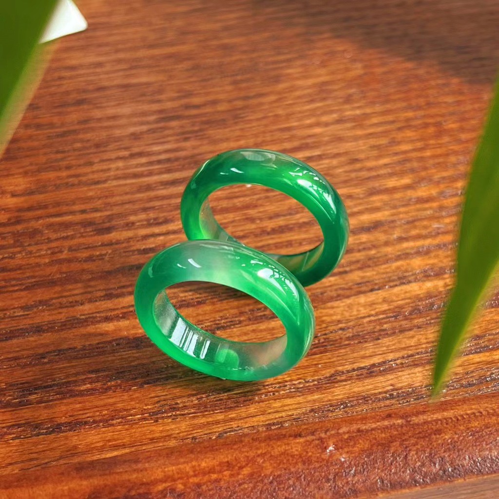 Shop Owner 's Own Style Lighting Chrysoprase Green Agate Ring Ring 26.5.11