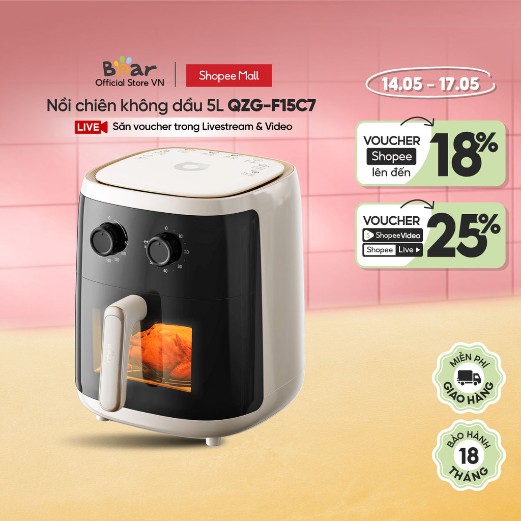Nồi Chiên Không Dầu 5L Bear QZG-F15C7 - Hàng Chính Hãng