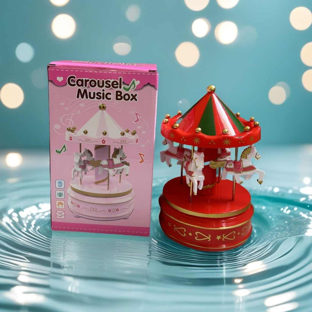 TB Spot Goods#Carousel Music Box, Eight-Tone Box, Birthday Gift, Creative Cake Decoration, Night Lig