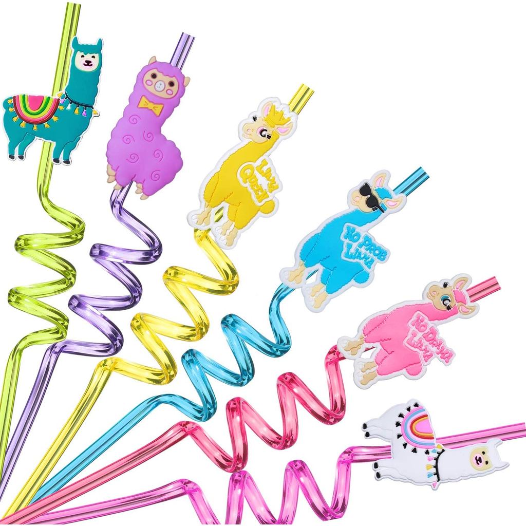 24 Llama Ống Hút Dự Tiệc Cho Llama Alpaca Đồ Trang Trí Tiệc Sinh Nhật, Với 2 Bàn Chải Vệ Sinh