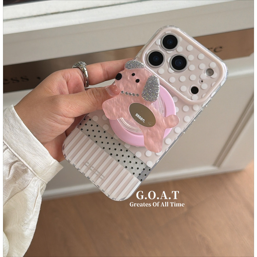 G.O.A.T Wave Point Puppy Bracket Case Tương thích cho iPhone 17 pro max iPhone 17 16 15 pro max Vỏ b