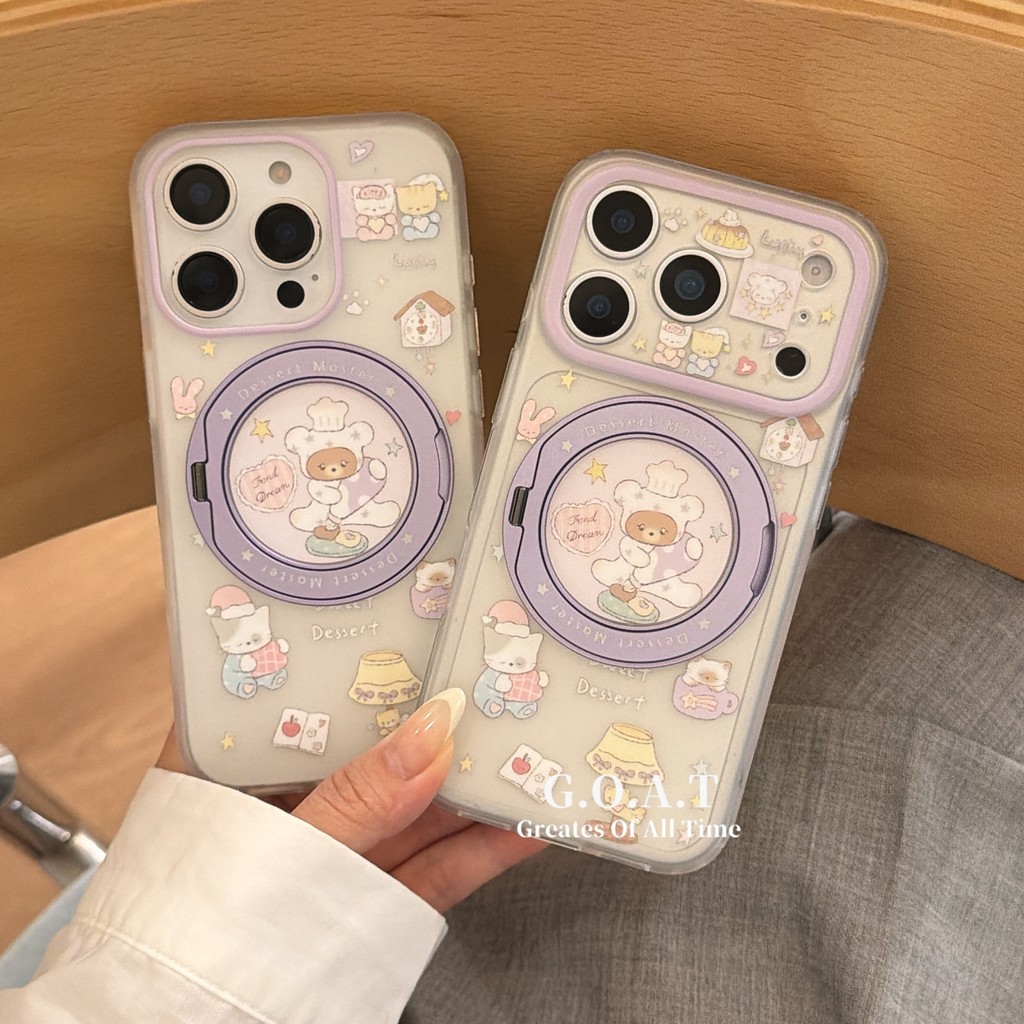 G.O.A.T Vỏ đầu bếp tráng miệng gấu mèo tím Tương thích cho iPhone 17 pro max iPhone 17 16 15 pro iPh