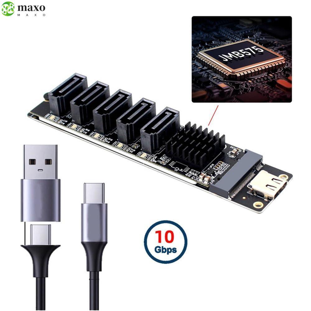 Bộ chuyển đổi CVMAXVN Type C sang SATA, Bộ nâng PCI-E 5 kênh đa cổng, cắm và chạy JMB575 Bộ chuyển đ