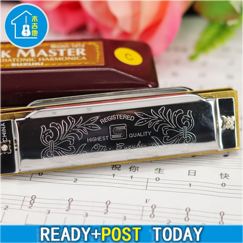 Suzuki 1072-C Folkmaster Tiêu Chuẩn 10 Lỗ Diatonic Harmonica Key Suzuki 10 Lỗ Harmonica Mười Lỗ Bruc
