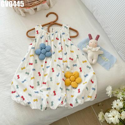Váy Bé Gái Dáng Bí Họa Tiết Nơ Màu Đính Hoa 3D MINTSCLOSET GV0445 Váy Sát Nách Mùa Hè Cho Bé Xinh