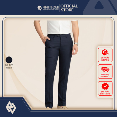 Quần âu nam họa tiết kẻ Phan Nguyễn, chất liệu cao cấp, mềm mại, co giãn nhẹ, form slim fit QVL.955