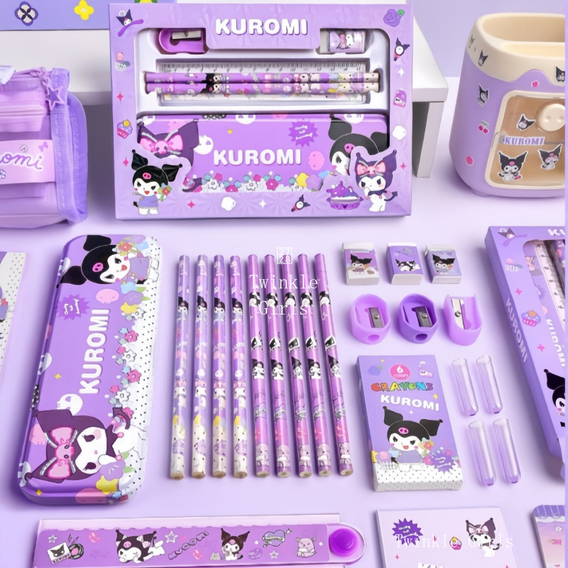 6 / 12 Bộ văn phòng phẩm Kuromi Cinnamoroll kèm hộp bút chì Văn phòng phẩm Bộ hộp quà tặng My Melody