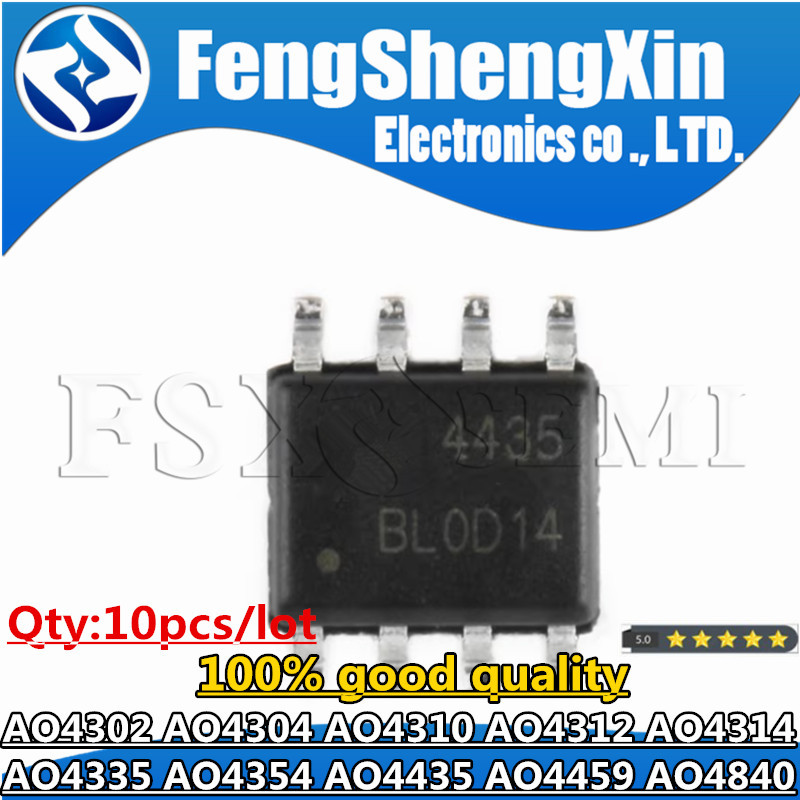 10 Cái / lốc AO4435 4435 AO4435A AO4302 AO4304 AO4310 AO4312 AO4314 AO4335 AO4459 AO4840 SOP-8 Chips