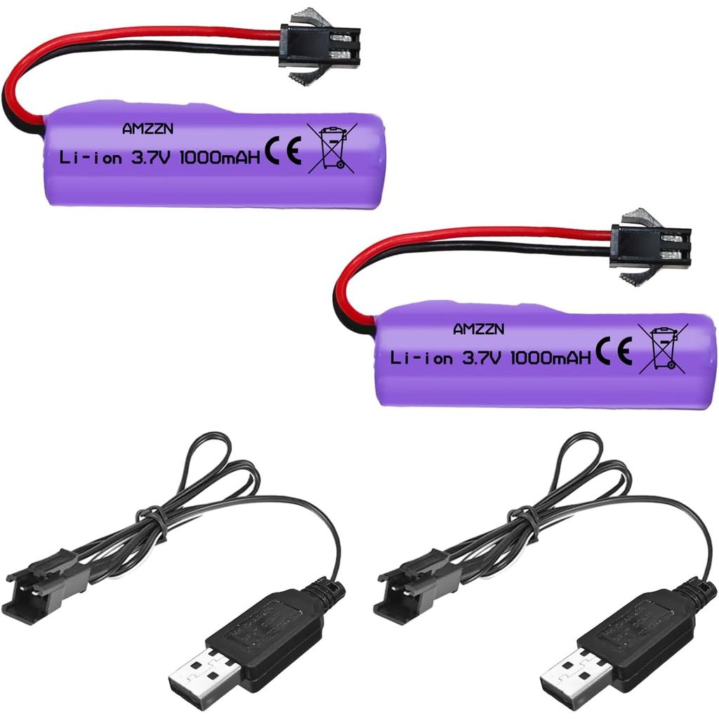 2 Chiếc 3.7V 1000mAh Pin Lipo Có Cáp Sạc USB Đồ Chơi RC Pin Xe Hơi SM-2P Cắm Cho TB202 TB201 TM201 T