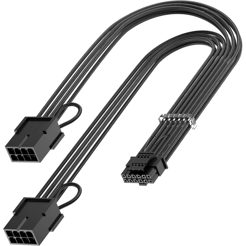 Bangfun PCIE 5.0 16Pin GPU Power 12VHPWR Cáp Nối Dài, 16Pin (12 + 4) Nam Đến 2X8Pin Nữ GPU Adapter D