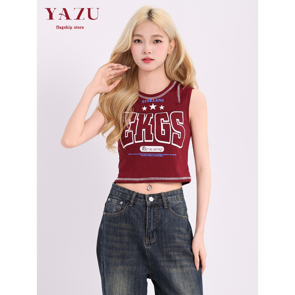 Camisole nữ retro Angola in chữ đỏ, mỏng nhẹ, phù hợp mùa hè