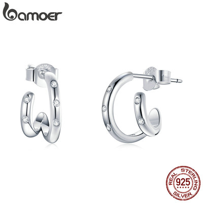 Bamoer Đôi Bông Tai Bạc 925 Đính Đá zircon Thời Trang Cho Nữ bse494