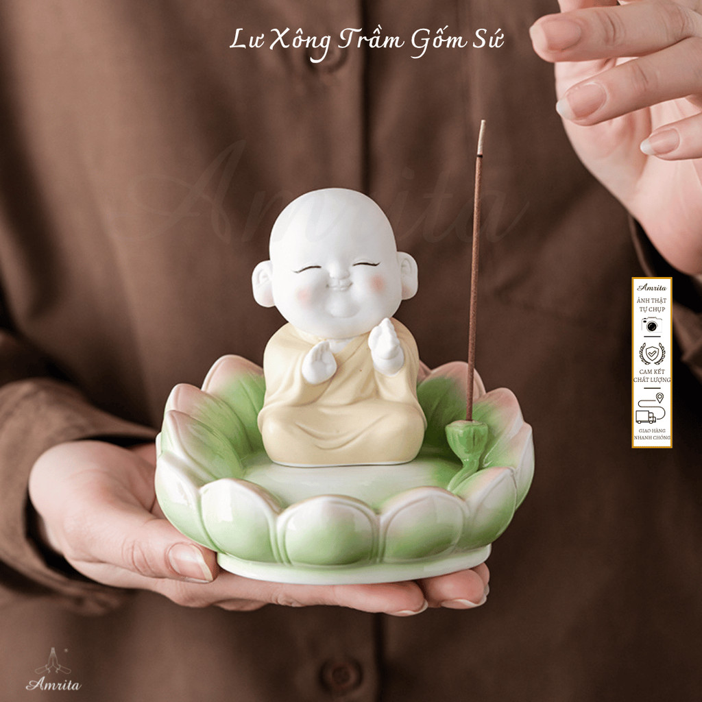 [Amrita] Lư Xông Trầm Gốm Sứ  - CXNP444