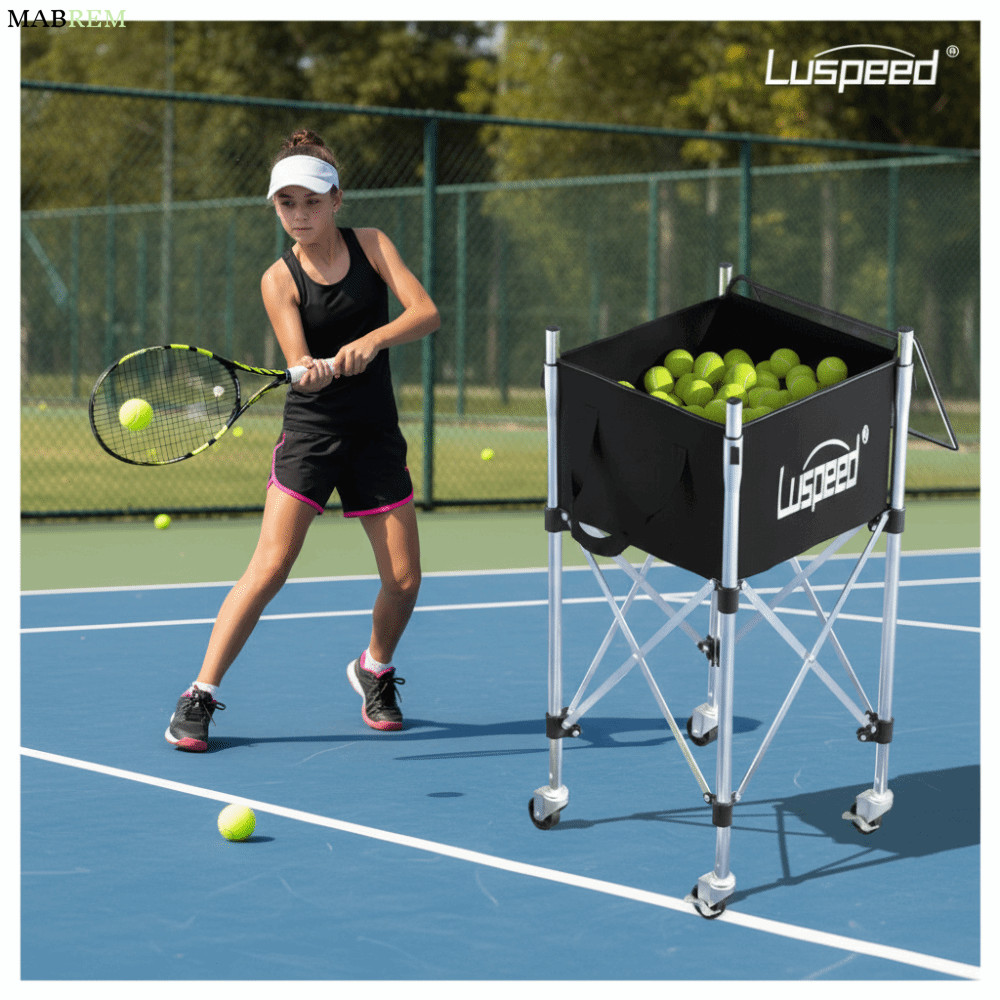 Xe đẩy bóng MABREM và Luspeed – Điều chỉnh chiều cao, giỏ thu bóng thép không gỉ dành cho tennis