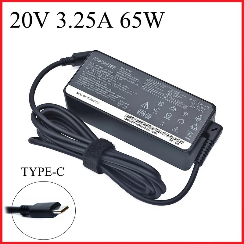 20V 3.25A 65W USB Type-C AC Laptop Bộ Sạc Cho Lenovo Thinkpad X1 Carbon Yoga X270 X280 T580 P51 P52s