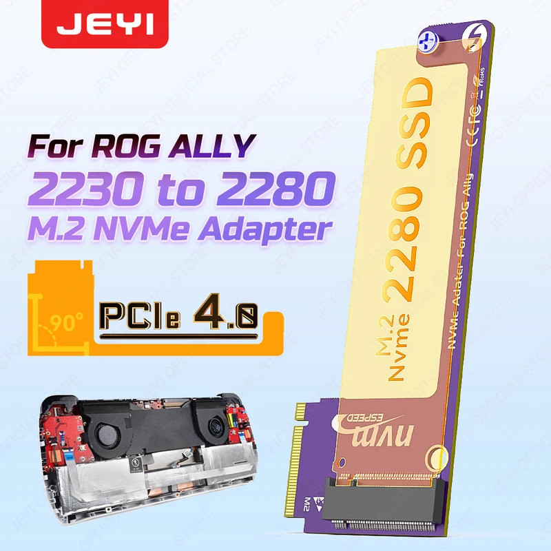 Thẻ mở rộng JEYI 2230 đến 2280 cho ROG ALLY NVME M-Key 5Pin M.2 PCIE 4.0 Bộ chuyển đổi ngón tay vàng